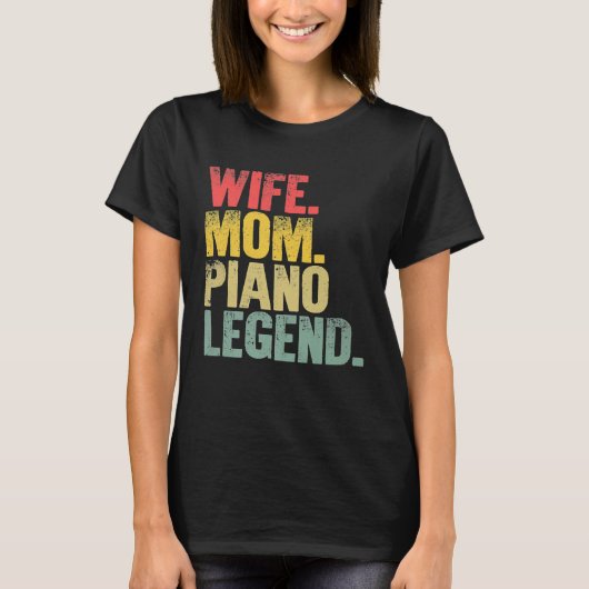 母の女おもしろい性ギフト妻ママピアノレジェンドプレ Tシャツ (正面)