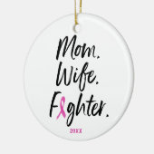 母の妻ファイター乳がん生存者カスタム セラミックオーナメント (左)