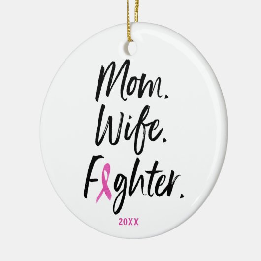 母の妻ファイター乳がん生存者カスタム セラミックオーナメント (左)