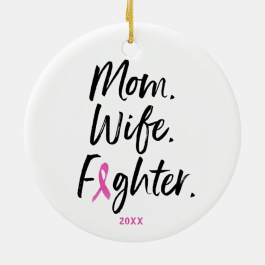 母の妻ファイター乳がん生存者カスタム セラミックオーナメント (裏面)