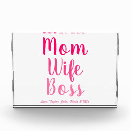 母の妻ボスグラデーションカスタムピンクのスクリプトかわいい フォトブロック