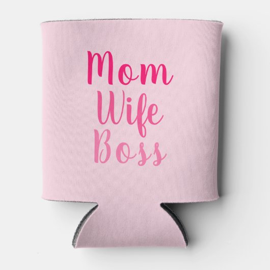 母の妻ボスグラデーションカスタムピンクのスクリプトかわいい 缶クーラー (正面)