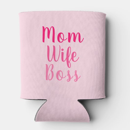 母の妻ボスグラデーションカスタムピンクのスクリプトかわいい 缶クーラー (裏面)