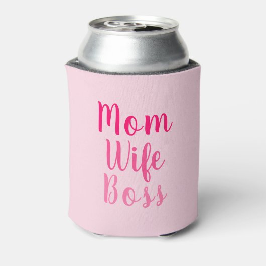 母の妻ボスグラデーションカスタムピンクのスクリプトかわいい 缶クーラー (缶裏面)