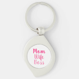 母の妻ボスピンク白カスタムいスクリプトかわいい キーホルダー
