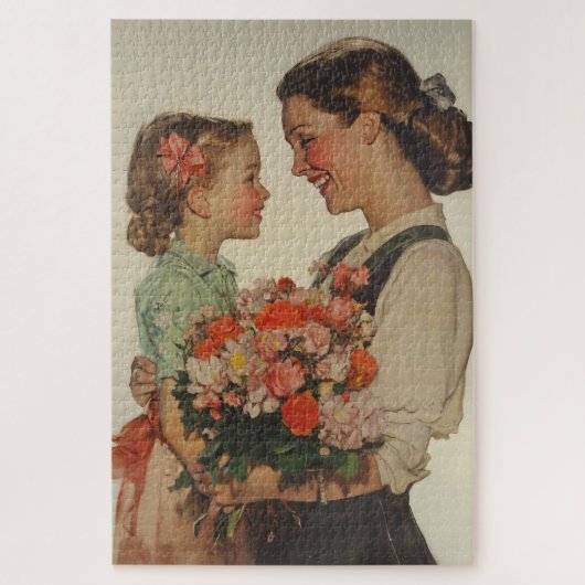 母の娘が特別な瞬間を共有 ジグソーパズル (縦)