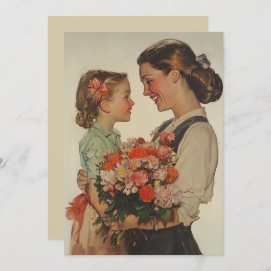 母の娘が特別な瞬間を共有 招待状 (正面/裏面)