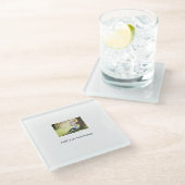 母の娘の家族の写真を追加の名前の写真文字 ガラスコースター (アングル)