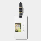 母の娘の家族の写真を追加の名前の写真文字 ラゲッジタグ (正面縦)
