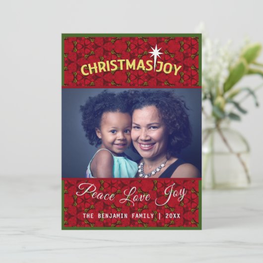 母の娘の家族の写真クリスマスプレゼント カード (スタンド正面)