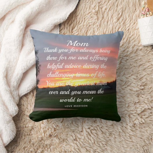 母の娘ラブレターの夕日パーソナライズされた クッション (ブランケット)