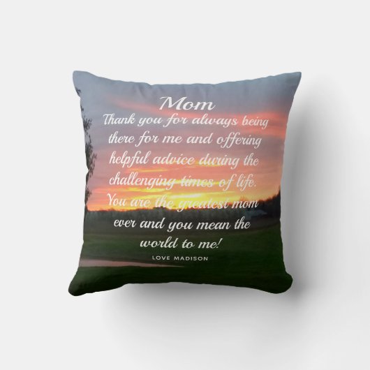 母の娘ラブレターの夕日パーソナライズされた クッション (裏面)