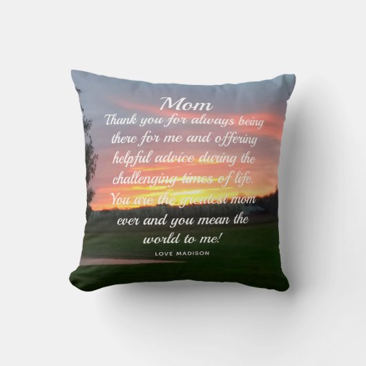 母の娘ラブレターの夕日パーソナライズされた クッション (正面)