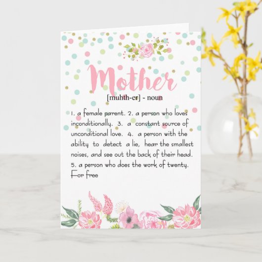 母の定義カード – 母の日の贈り物 – M02 カード (黄色い花)