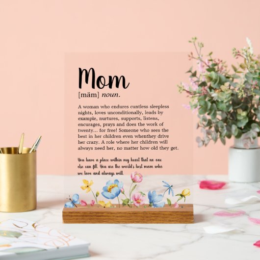 母の定義ワイルドフラワー アクリルサイン (ウェディング)