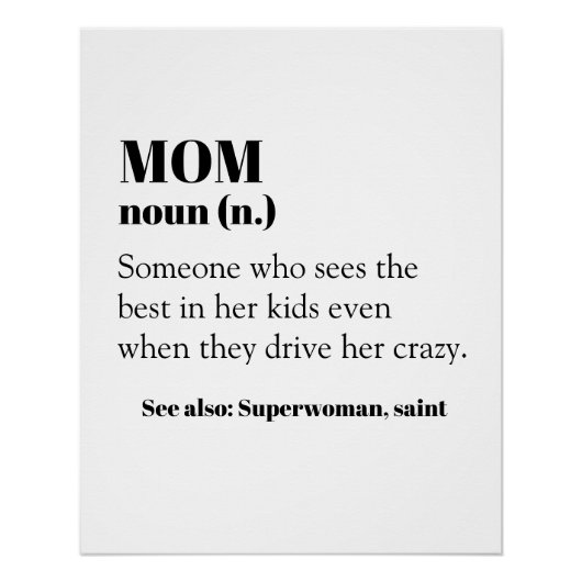 母の定義ワード名詞贈答母の日 ポスター (正面)