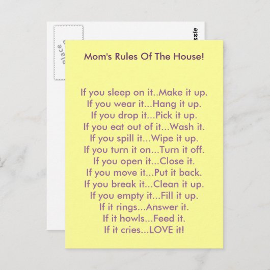 母の家の規則 ポストカード (正面/裏面)