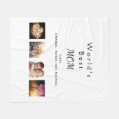 母の家族の写真コラージュ白い黒 フリースブランケット (正面(横))