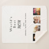 母の家族の写真コラージュ白 シェルパブランケット (正面(横))