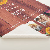 母の家族の写真コラージュ素朴な茶色のひまわり シェルパブランケット (3/4)