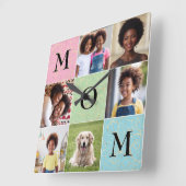 母の家族の写真6写真母の日 スクエア壁時計 (傾斜)