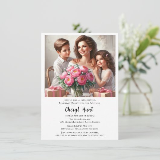 母の家族の誕生日パーティー 招待状 (スタンド正面)