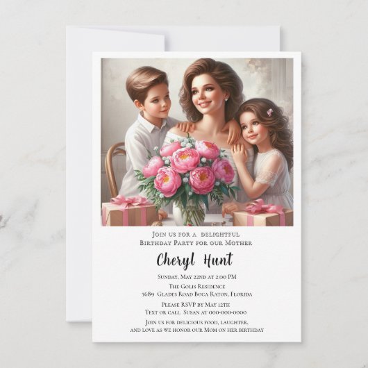 母の家族の誕生日パーティー 招待状 (正面)