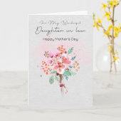 母の幸せな日から娘へグレー カード (黄色い花)