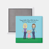 母の幸せな日かわいいお母さん両方が成長する マグネット (正面/裏面)