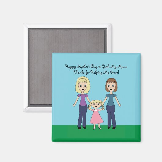 母の幸せな日かわいいお母さん両方が成長する マグネット (正面/裏面)