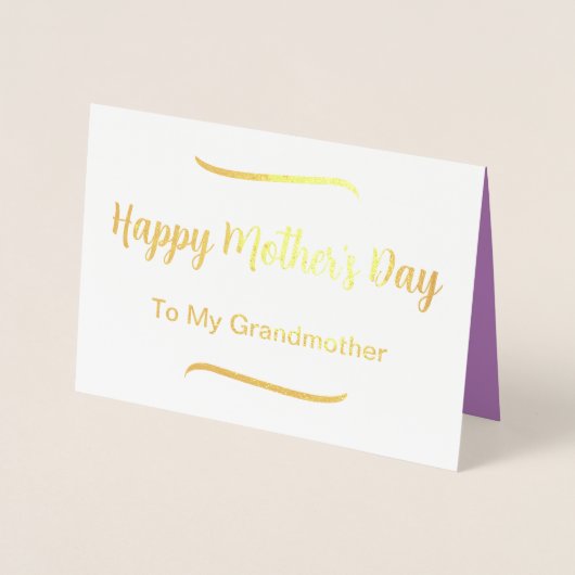 母の幸せな日のおばあちゃんエレガント金ゴールド 箔カード (正面)