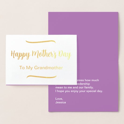 母の幸せな日のおばあちゃんエレガント金ゴールド 箔カード (ディスプレー)