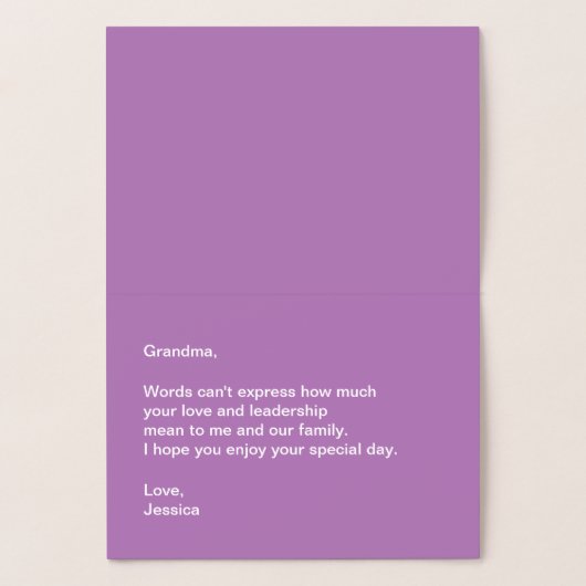 母の幸せな日のおばあちゃんエレガント金ゴールド 箔カード (内部)