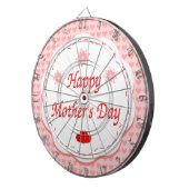 「母の幸せな日」ピンクのハート ダーツボード (正面右)