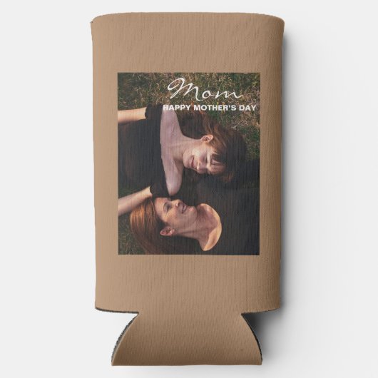 母の幸せな母の日最高の友人写真 スリム缶クーラー (裏面)