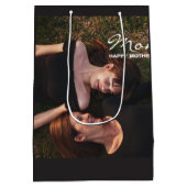 母の幸せな母の日最高の友人写真 ミディアムペーパーバッグ (裏面)