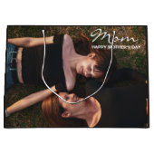 母の幸せな母の日最高の友人写真 ラージペーパーバッグ (正面)