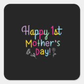 母の幸せな母の日 スクエアシール (正面)