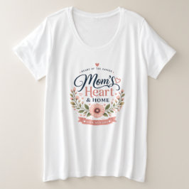 母の心と家 | かわいいフラワーマザーズデイTシャツ プラスサイズTシャツ