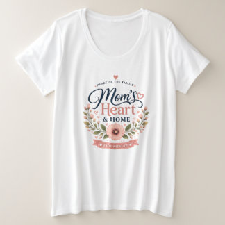 母の心と家 | かわいいフラワーマザーズデイTシャツ プラスサイズTシャツ