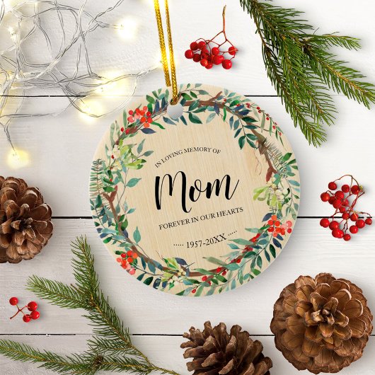 母の愛する思い出に素朴リース記念 セラミックオーナメント
