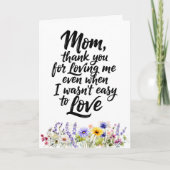 母の愛は水彩画の野の花のように優しく私を包み込む カード (正面)