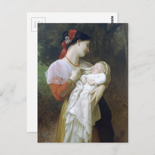 『母の愛』(かあのあい、英語: Maternal Admiration)- ウィリアム・アドルフ・ブ ポストカード (正面/裏面)