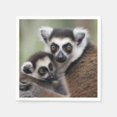 **「母の愛：ミイラとベビーのキツネザル」 スタンダードカクテルナプキン (正面)