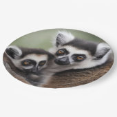 **「母の愛：ミイラとベビーのキツネザル」 ペーパープレート (アングル)