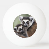 **「母の愛：ミイラとベビーのキツネザル」 卓球ボール (裏面)