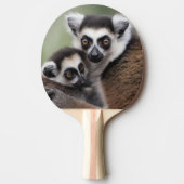 **「母の愛：ミイラとベビーのキツネザル」 卓球ラケット (正面)