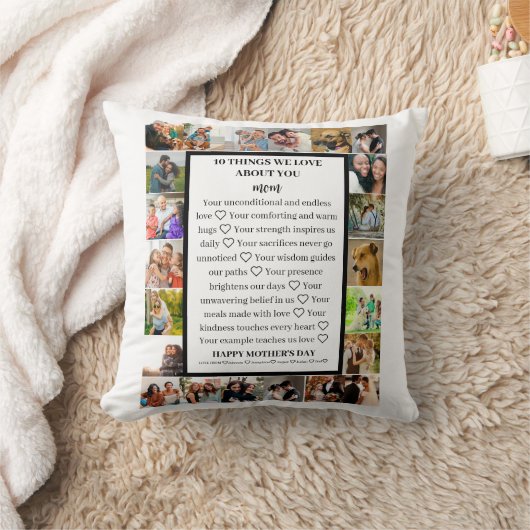 母の感謝 | 母の日22写真コラージュ クッション (ブランケット)