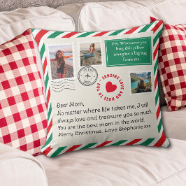 母の手書き手紙の写真コラージクリスマスハグ クッション