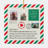 母の手書き手紙の写真コラージクリスマス セラミックオーナメント (裏面)